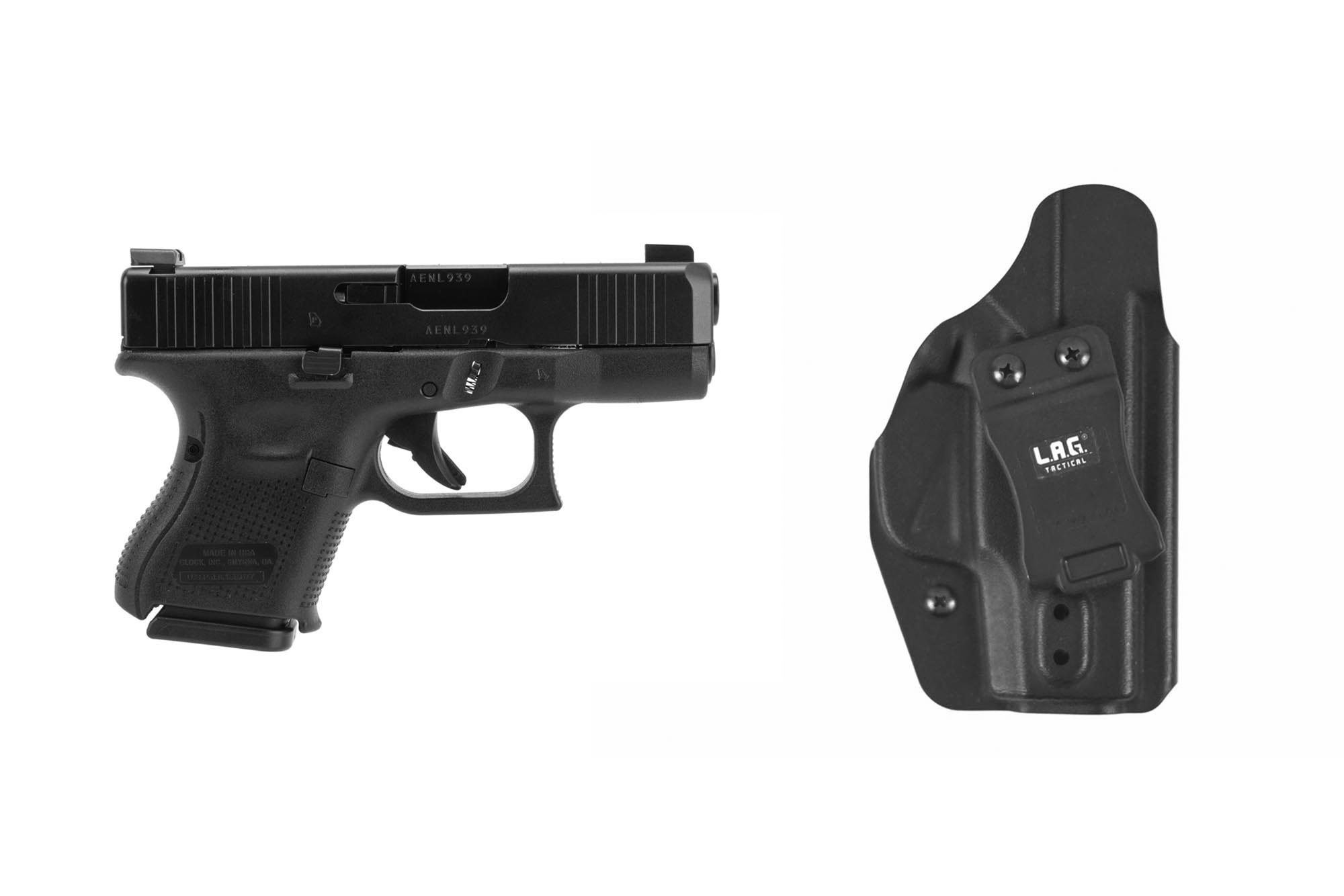 GLOCK Blue Label G26 Gen5 9mm Pistol with FREE L.A.G. Tactical Liberator  MKII Ambidextrous Holster and Ameriglo Bold Sights